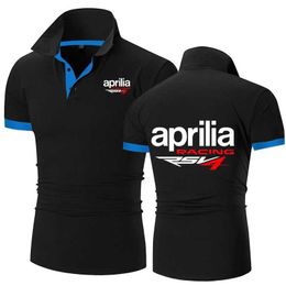T-shirts masculins Polo pour hommes d'été Aprilia Racing RSV4 Impression décontractée HIGH QUTY SLVES MAN HARAJUKU TOPS Classic Tops Custom T-shirt T240515