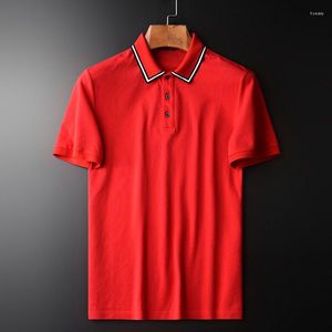 T-shirts pour hommes été hommes rouge luxe contraste couleur col à manches courtes décontracté mâle grande taille 4xl mince homme T-shirts