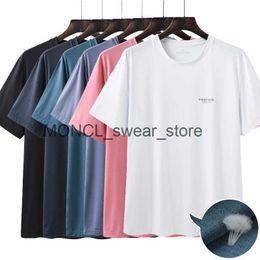 T-shirts masculins Mentins d'été Color Couleur Top sec sec et simple style Unisexe T-shirt décontracté courte en décolleté à manches à manches coupées de soie douce H240416