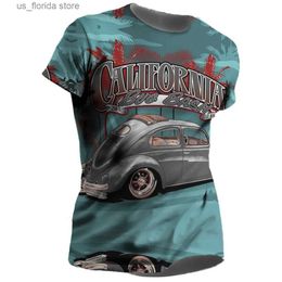 T-shirts hommes Summer Mens T-shirt 3D Imprimer US Route 66 Chemise 2023 Nouveau Short Slve Hommes Vêtements Coton Surdimensionné Ts Biker Harajuku Tops Y240314