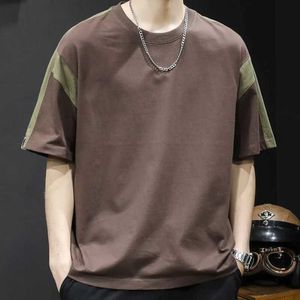 T-shirts voor heren Summer Mens T-shirt Patchwork kleuren Casual Retro Male Casual Gym Clothshort Sleeve Streetwear Harajuku Oversize T-shirt J240509