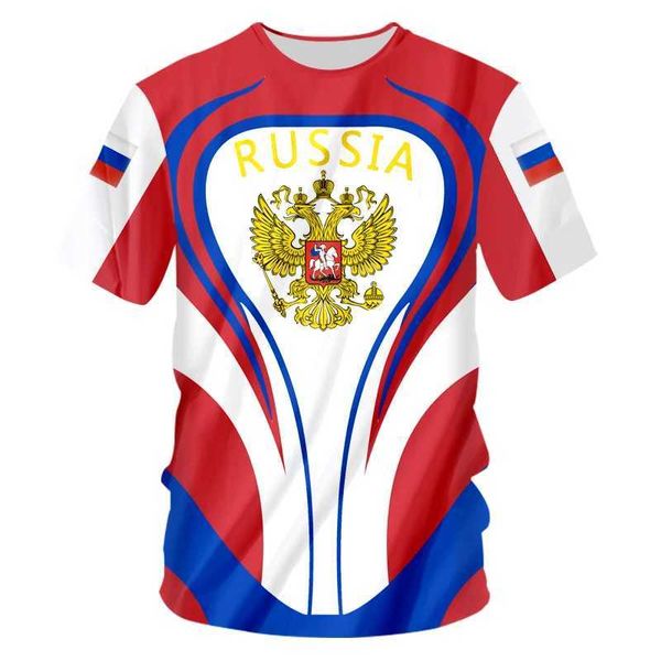 T-shirts masculins T-shirt pour hommes d'été Impression de drapeau russe Slve Crew Necy Vêtements Mentiers Strt Top T T-shirt décontracté surdimensionné T240425