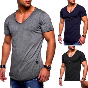 Camisetas para hombres Camiseta para hombre de verano Top Manga corta Cuello en V Slim Fit Muscle Camiseta Hombres Gris Blanco Negro Camiseta Casual Tee Homme 3XL Dr Dhvng