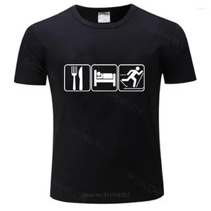 Heren T-shirts Zomer Heren T-shirt Eet Slaap Ski Skiën Downhill -Land Xc T-shirt Mannen Unisex Tieners Cool Tops Euro Maat