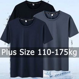 T-shirts masculins T-shirt Ultra-Fine Summer Large Taille 7xl 110-175 kg T-shirt séchage rapide Running Round Neck Court à manches courte J240426