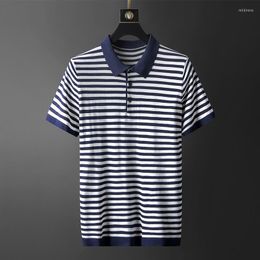 T-shirts pour hommes été vêtements pour hommes Tshrits à manches courtes collier de haute qualité décontracté hommes T-shirt mode Slim Stripe