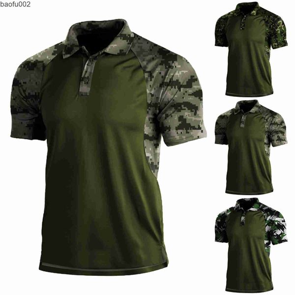 T-shirts pour hommes été militaire tactique t-shirts hommes séchage rapide en plein air nature randonnée chemise à manches courtes combat escalade camouflé vêtements 2022 W0322