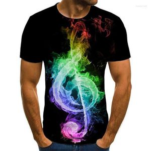 Heren t shirts zomermuziek driedimensionale muzieknoot 3D printen oversized heren t-shirt straat mode casual unisex t-shirts