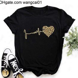 T-shirts pour hommes Summer New 90 s opard Heartbeat Short Seve Print Vêtements T-shirt pour femme Harajuku Graphic Clothing Top pour femme Drop Ship 4103