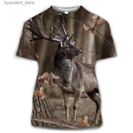 T-shirts hommes Summer New Animal Camouflage Hommes T-shirt 3D Chasse sauvage T-shirts imprimés Grande taille Casual Col rond Manches courtes Tops intéressants L240304