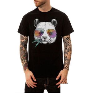 T-shirts pour hommes Été Nouvelles lunettes décontractées Panda Imprimer T-shirt à manches courtes Hommes O-Cou Coton Streetwear T-shirts Tops Tees Hip Hop Us Si Dh4Iv