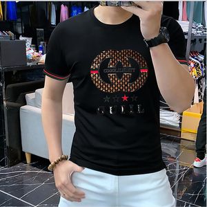 T-shirts pour hommes Été Nouveaux produits européens T-shirt à manches courtes pour hommes Chemise à col rond Tendance confortable All-match sequin brodé haut pour hommes