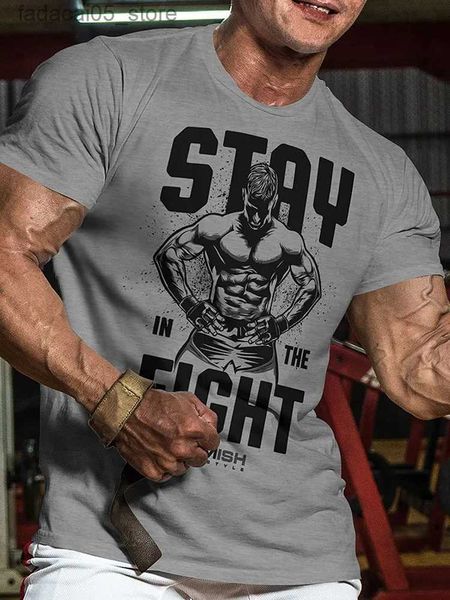 T-shirts masculins Été Nouveau motif drôle 3D T-shirt imprimé Sweatshirt Mens Simple Sports Sleeves Muscle Muscle Tough Man Extra Large T-shirt Q240425