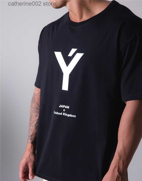 T-shirts pour hommes été nouvelle marque de mode pour hommes impression formation à manches courtes Gym noir pur coton musculation style hommes T-shirt à col rond T230601