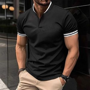 T-shirts pour hommes Été Nouveaux hommes Casual Polo à manches courtes Bureau Mode Col montant Chemise Hommes Respirant Polo Chemise Vêtements Pour Hommes T240325