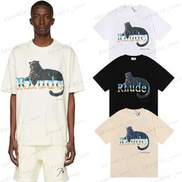 Camisetas de hombre Verano nuevo producto tendencia hip hop estampado de leopardo High street beauty tide algodón suelto camiseta de media manga T230419