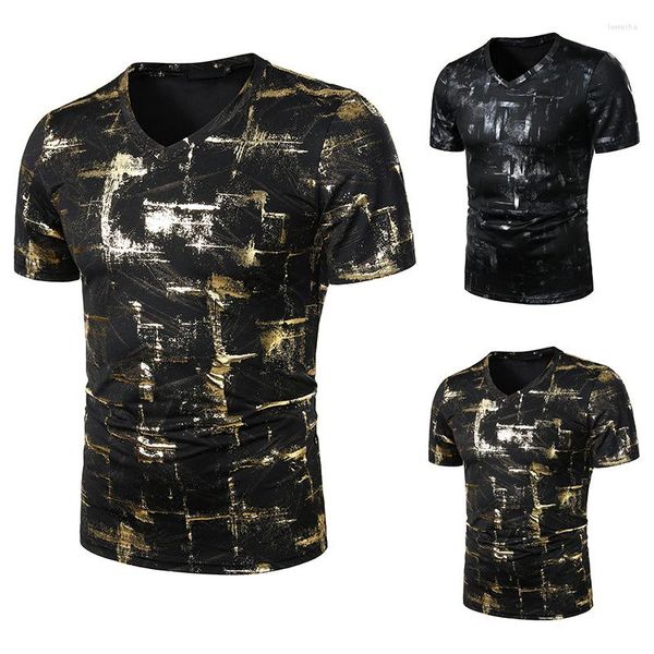 Camisetas para hombre, camiseta de manga corta con estampado bronceado informal a la moda para club nocturno de verano H21