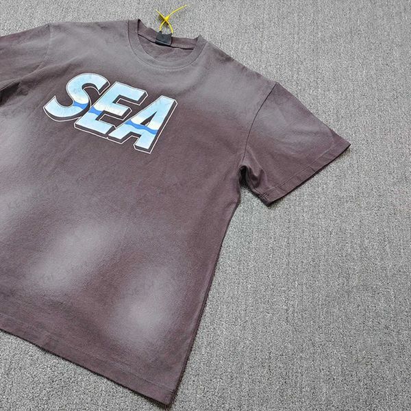 T-shirts pour hommes Summer Outdoor Fashion Streetwear Saint Michael Wind and Sea Vintage Crackle Impression Rétro T-shirt Tee Tops pour hommes T240126
