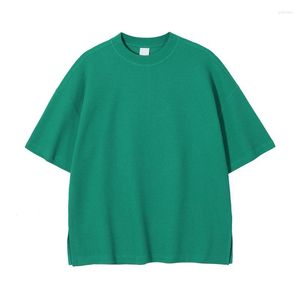 Camisetas de verano para hombre, Top sencillo y holgado de gran tamaño con costuras, camiseta de cuello redondo, camiseta de manga corta con dobladillo dividido, ropa de Hip Hop