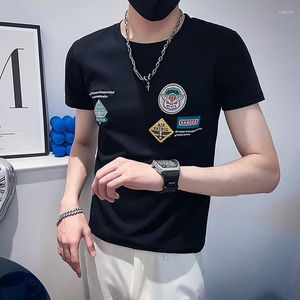 Camisetas para hombre, diseños de parches de verano, camisetas bordadas, camisetas de manga corta ajustadas informales para hombre, ropa de calle Social, camisetas de hip-hop 2023