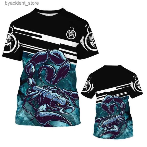 T-shirts pour hommes Personnalité d'été Scorpion 3D Modèle Tough Guy Style Mens T-shirt Mode Animal Casual O-Cou Street Trend Top à manches courtes L240304