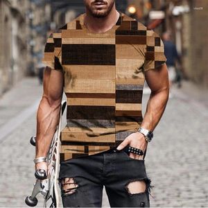 Camisetas para hombre, camiseta con estampado 3D a cuadros de verano, moda para hombre y mujer, camisetas de manga corta con cuello redondo, camisetas de gran tamaño, ropa de calle Harajuku, camisetas para hombre y niño