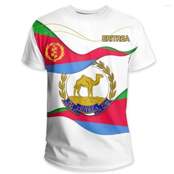 T-shirts pour hommes été Plus petit drapeau érythréen pour femmes à manches courtes imprimé en 3d T-shirt pour hommes africains Droperi-united