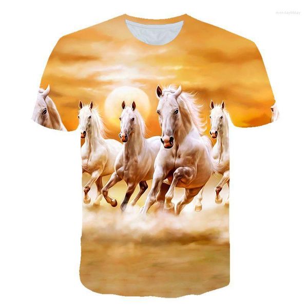 T-shirts pour hommes produits d'été 3D Animal cheval à manches courtes grande taille jeune T-shirt habiller Style tendance de la mode