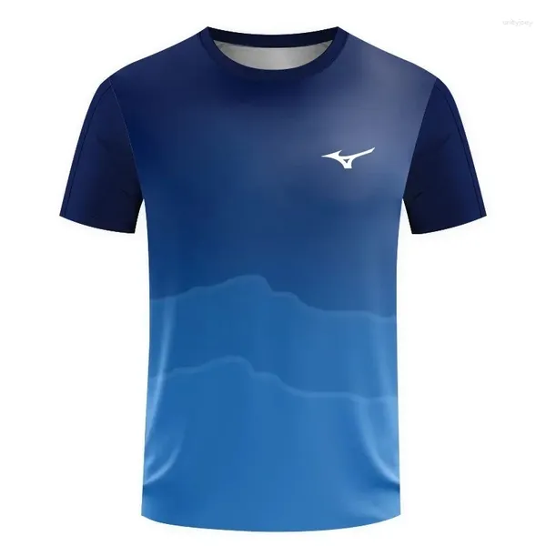 Camisetas para hombre, conjunto de tenis de mesa transpirable de secado rápido de verano, camiseta grande de entrenamiento deportivo de manga corta, Top de Fitness