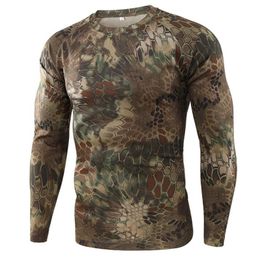 T-shirts pour hommes Été T-shirts de camouflage à séchage rapide T-shirts respirants à manches longues Vêtements militaires Chasse en plein air Randonnée Camping Chemises d'escalade 230830