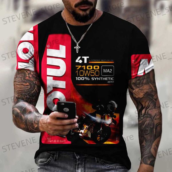 T-shirts hommes Summer Racing T-shirt pour hommes huile moteur col rond mode strtwear décontracté court slve top ts surdimensionné rétro hommes vêtements T240325