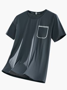Camisetas masculinas de verão com bolsos refletivos camisetas masculinas de manga curta roupas esportivas respirável gelo fresco secagem rápida camisetas de ginástica malhar camisetas de náilon tops 230719
