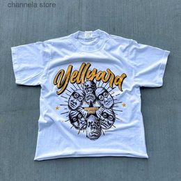 T-shirts voor heren Zomer, ronde hals, bedrukt, korte mouw, tiktok vuurtrend, hiphop, punk, donker, retro, straat, Kpop, dansen, raar, losse kleding, T-shirt T240202