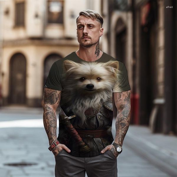 T-shirts pour hommes été col rond -shirt 3D parodie motif imprimé animal mode de rue polyvalent surdimensionné