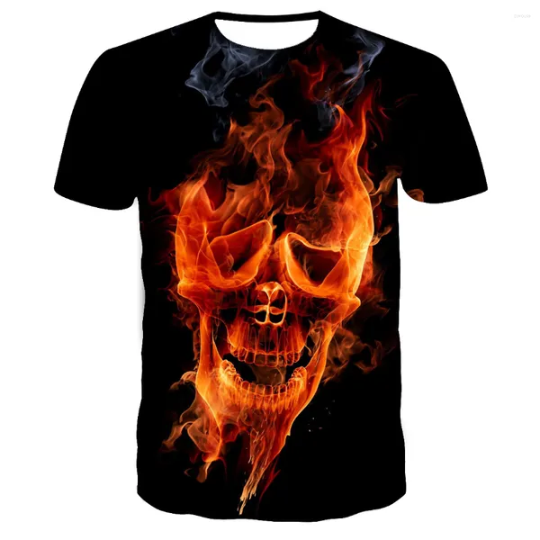 Camisetas para hombre, camiseta con estampado 3d de calavera de terror de Metal, camisetas de moda para hombre y mujer, ropa de calle negra, envío directo