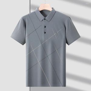 Heren T-shirts Zomer naadloos poloshirt Herenkleding T-shirt Losse revers Korte mouwen Dun ademend