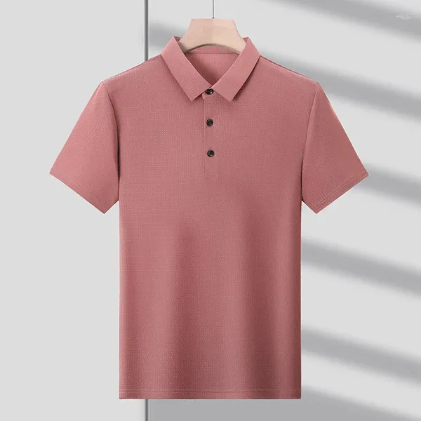 T-shirts pour hommes d'été sans couture Polo T-shirt col de couleur unie à manches courtes mince affaires respirant