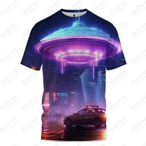 Camisetas de hombre Verano -camisa Alien Spacecraft 3D Impreso Casual Moda Tendencia