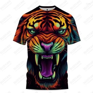 T-shirts pour hommes Été -chemise Tigre coloré imprimé en 3D Tendance de la mode décontractée Lâche