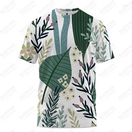 T-shirts pour hommes Summer -shirt Plant 3D Printed Leisure Vacation Style Fashion Trend