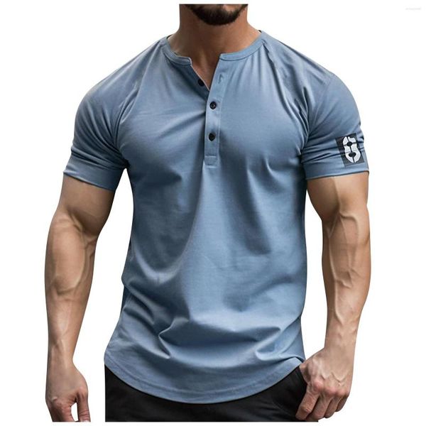 T-shirts pour hommes chemise d'été à manches courtes hauts coupe ajustée mode respirant t-shirt Punk Streetwear gothique Henley Vintage