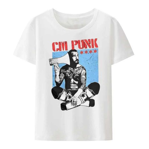 T-shirts masculins T-shirt de cadeau esclave court Vintage Fun Fun CM Punk T-shirt American Professional Wrestler Fashion T-shirt T240425