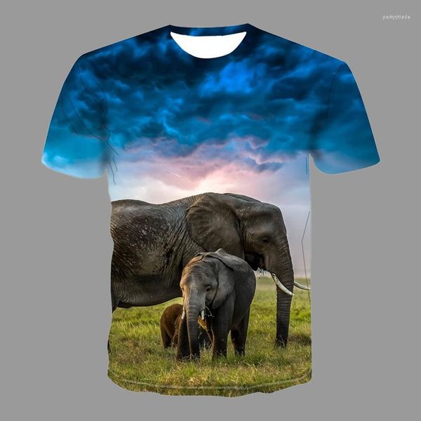 Camisetas para hombre Camiseta de manga corta con estampado de elefante para hombre, camiseta de gran tamaño, camisetas de moda para niños y niñas con cuello redondo, camisetas transpirables de secado rápido