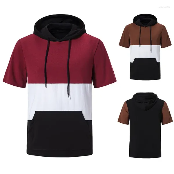 Camisetas para hombres Summer manga corta de manga corta sudadera con capucha con capucha de hip-hop a juego de camisetas casuales con sudadera con capucha de hombre