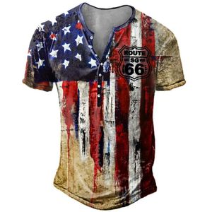 T-shirts voor heren zomer korte mouw heren t-shirt casual ronde nek 66 route print vlag plus size grafische t shirtsmen's