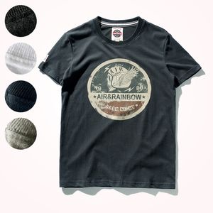 Camisetas para hombre Camiseta estampada de manga corta con cuello redondo de verano Moda 100 algodón lavado viejo tela cepillada suelta Tops casuales de gran tamaño 230420