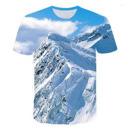 T-shirts pour hommes été chemise à manches courtes montagnes rivières graphique pour hommes mode motif de paysage naturel beau décontracté haut de rue