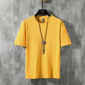 Camisetas de verano para hombre, camisa de manga corta para hombre, Top sencillo elástico de cuello redondo, camiseta de tendencia, ropa de calle para hombre, marca M-3XL