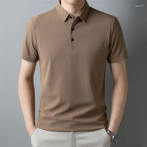 T-shirts voor heren Zomer T-shirt met korte mouwen Polo Slim Top High-end revers Effen trend Gemerceriseerd katoen Wit overhemd Kleding Blauw Oranje