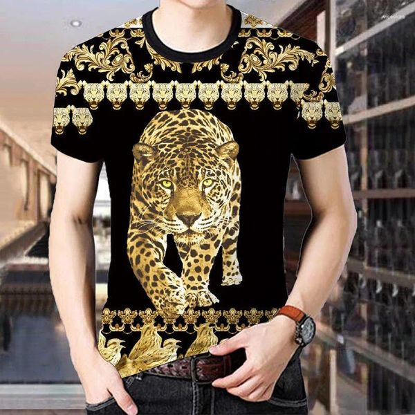 T-shirts pour hommes T-shirt d'été à manches courtes 3D Tiger Print Col rond Style chinois à manches courtes